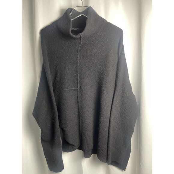 Allsaints Lock Roll Neck Wool Blend Asymmetric Hem Sweater In Black Sz L New - Picture 4 of 9